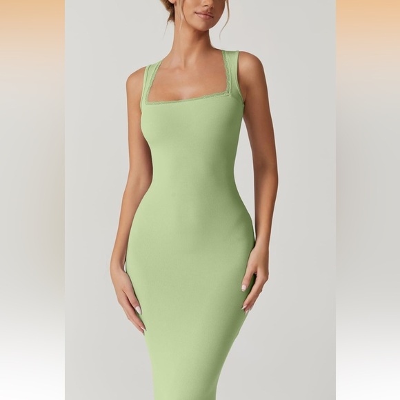 Women's Square Neck Long Maxi Dress Sleeveless Lounge Ribbed Full Length NWT M - Picture 2 of 6